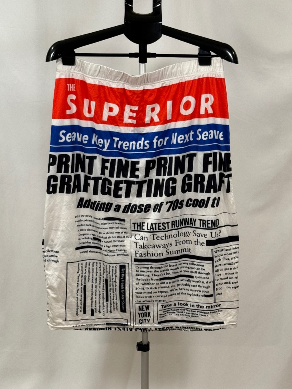 Y2K Newspaper Print Stretch Mini Skirt 3X